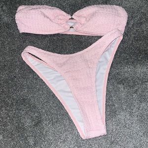 Baby Pink Strapless Bikini!